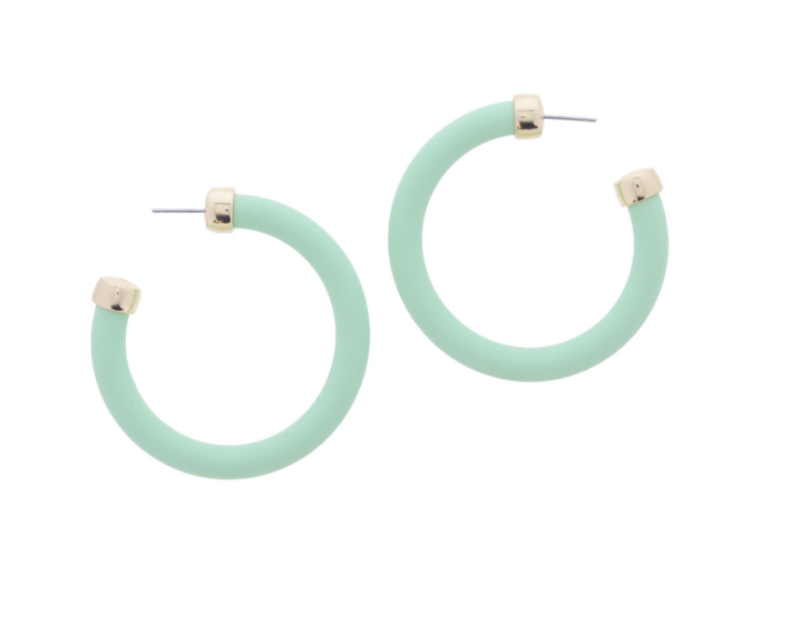 TUBULAR HOOP W/GOLD ACCENTS EARRINGS