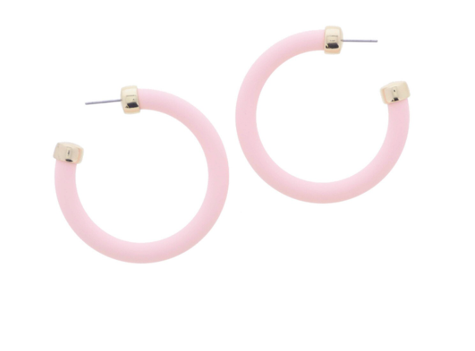 TUBULAR HOOP W/GOLD ACCENTS EARRINGS