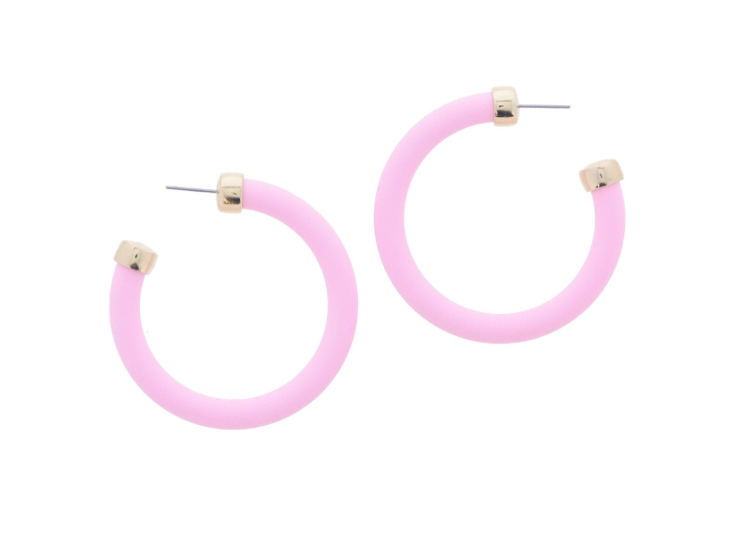 TUBULAR HOOP W/GOLD ACCENTS EARRINGS