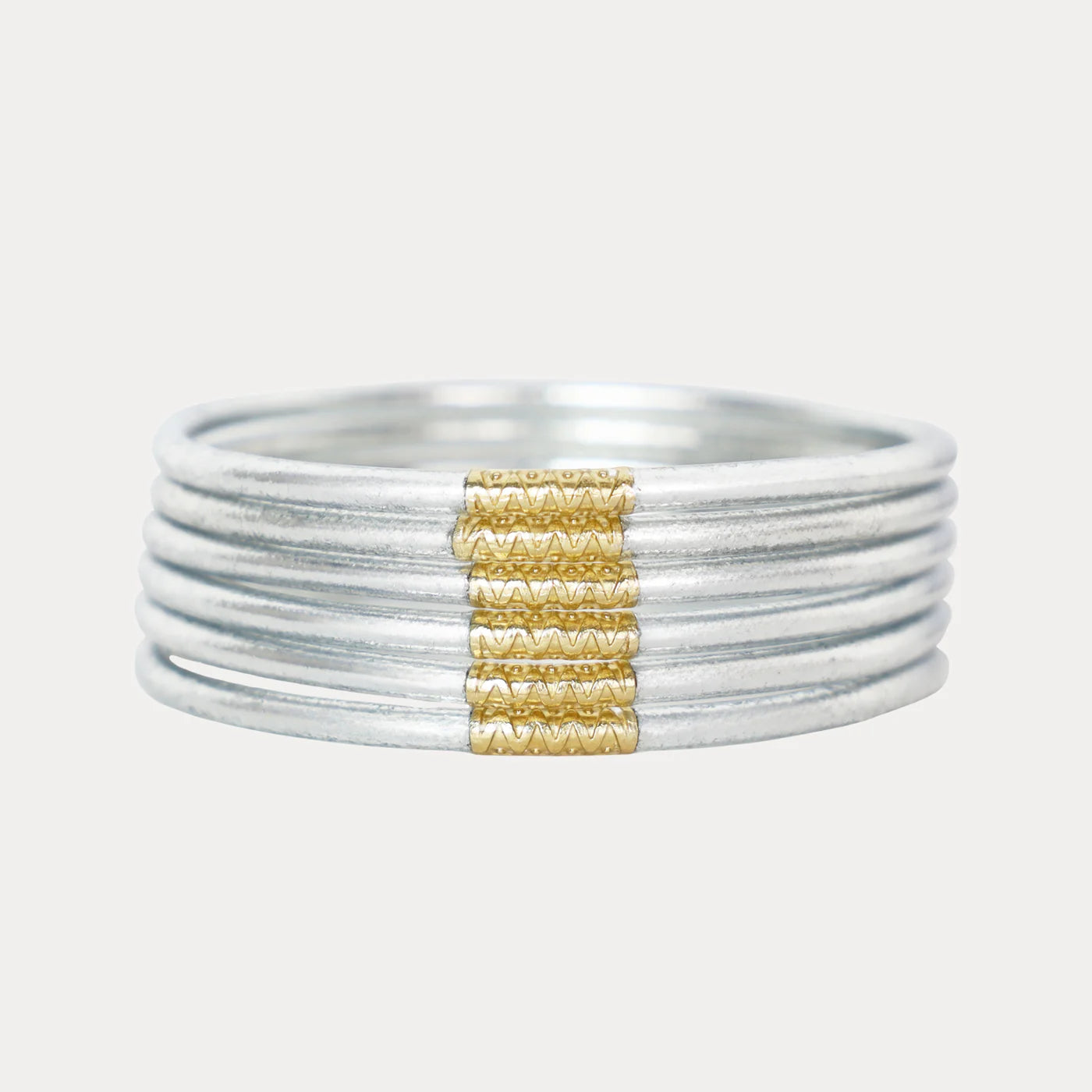SILVER LUMINE ALL WEATHER BANGLES - SET OF 6