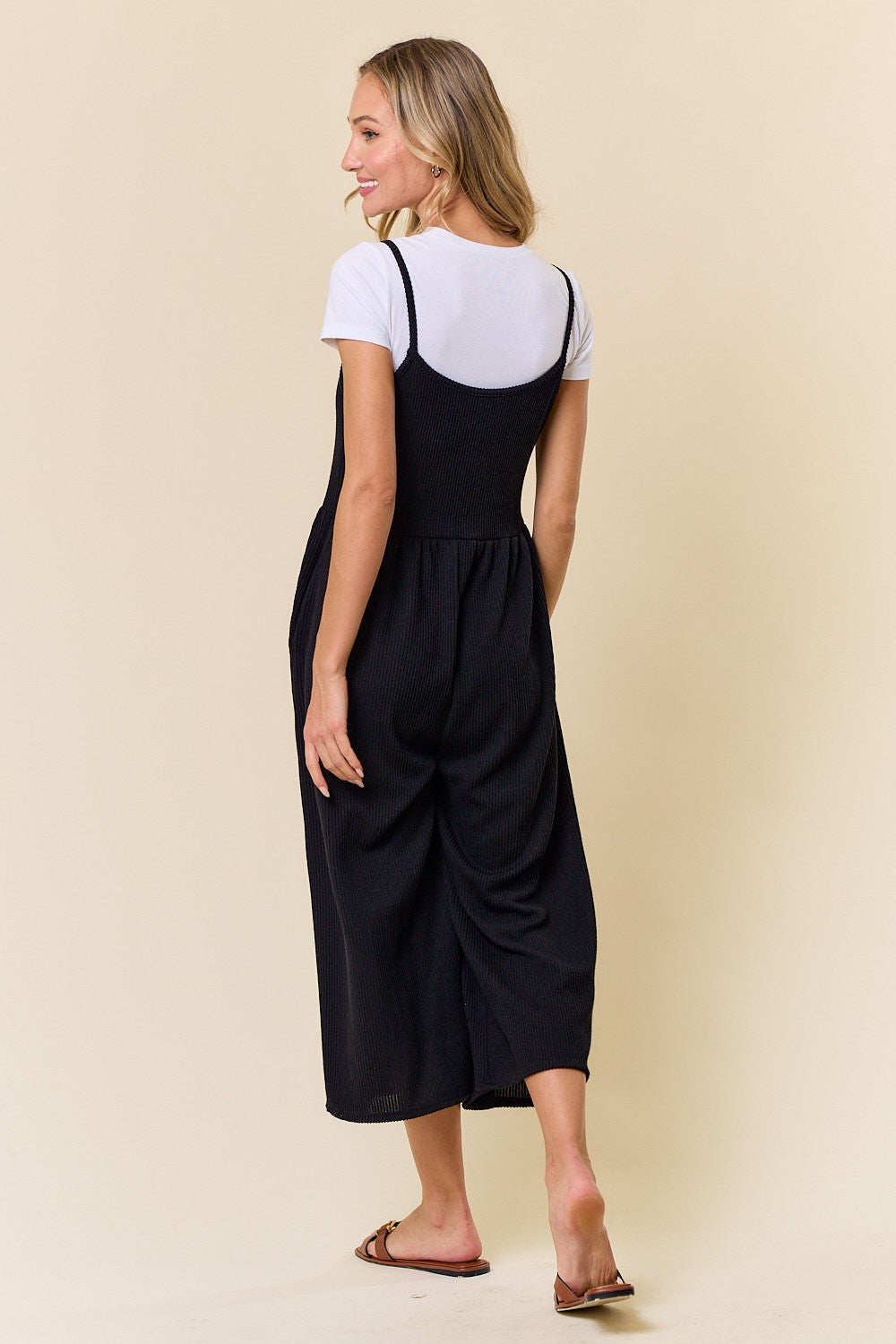 SWEET LIKE CANDY RIBBED JUMPSUIT - BLACK