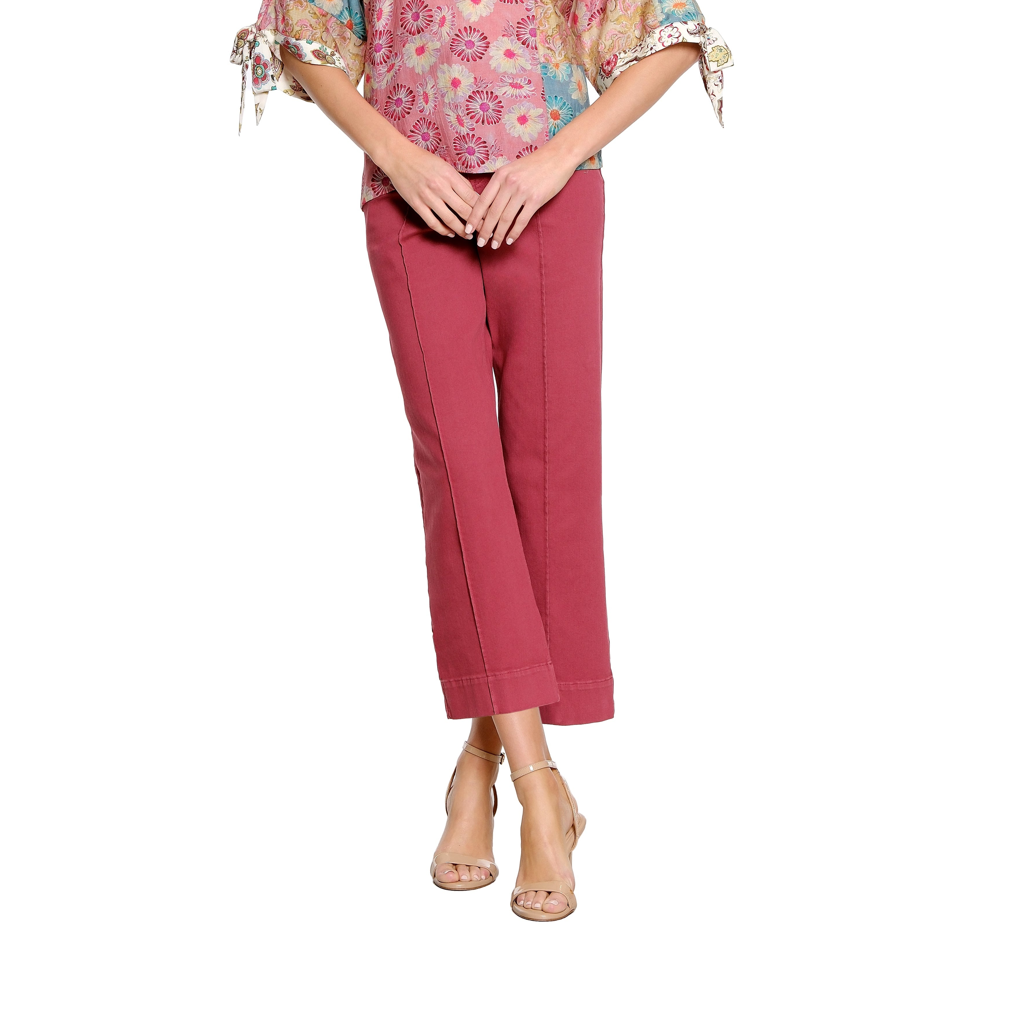 FRONT CREASE STITCH CROP JEAN - BRICK