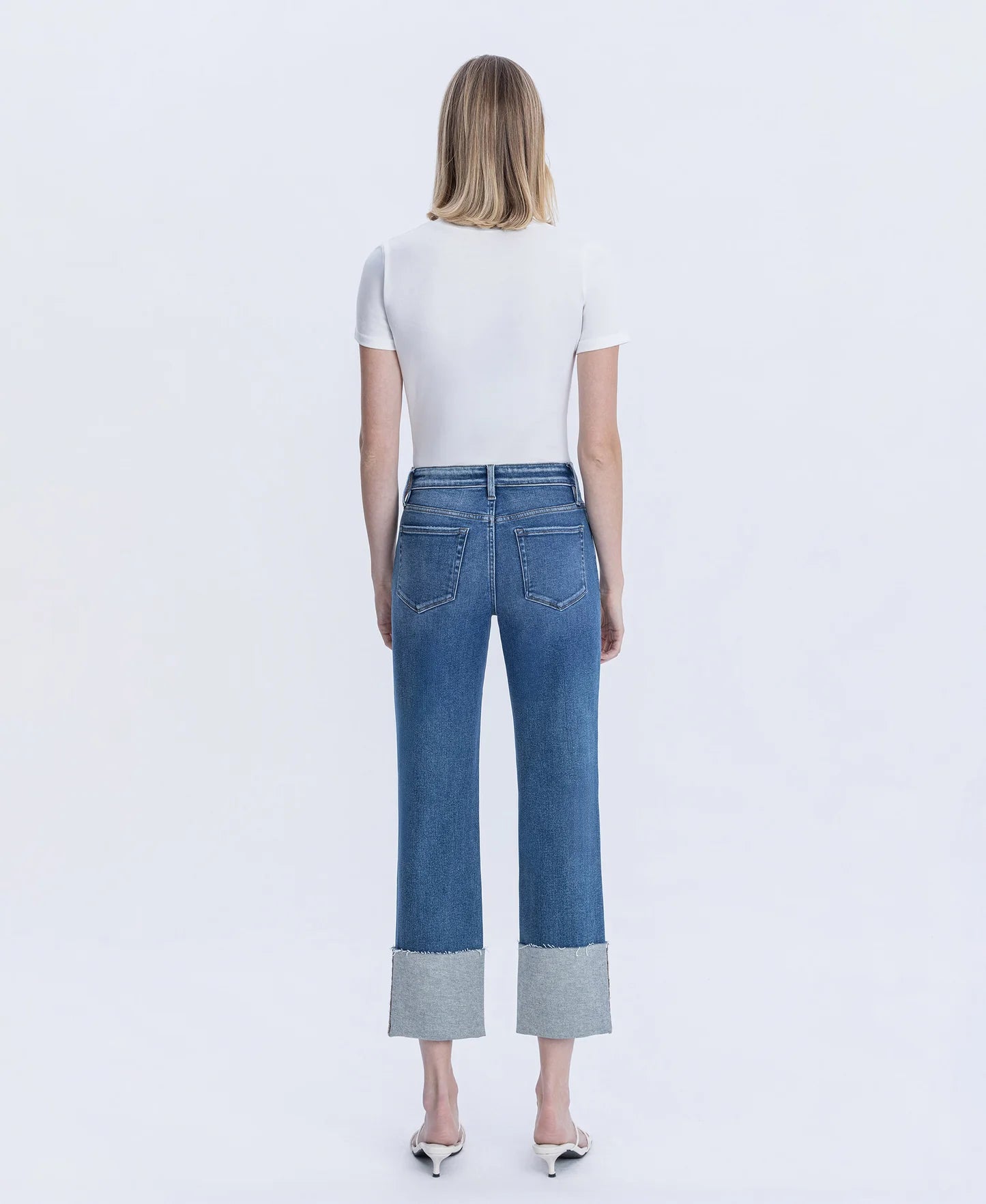High Rise Crop Straight Jean - Medium Dark