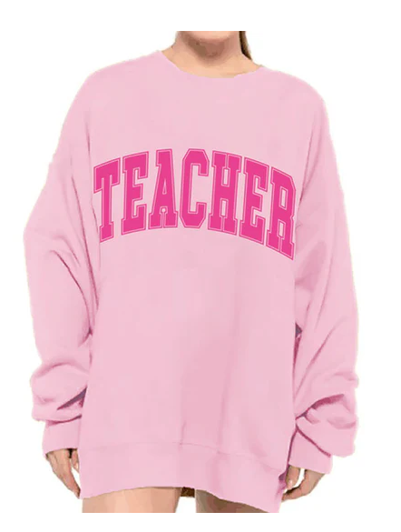 SUMMER SWEATSHIRT - TEACHER - PINK