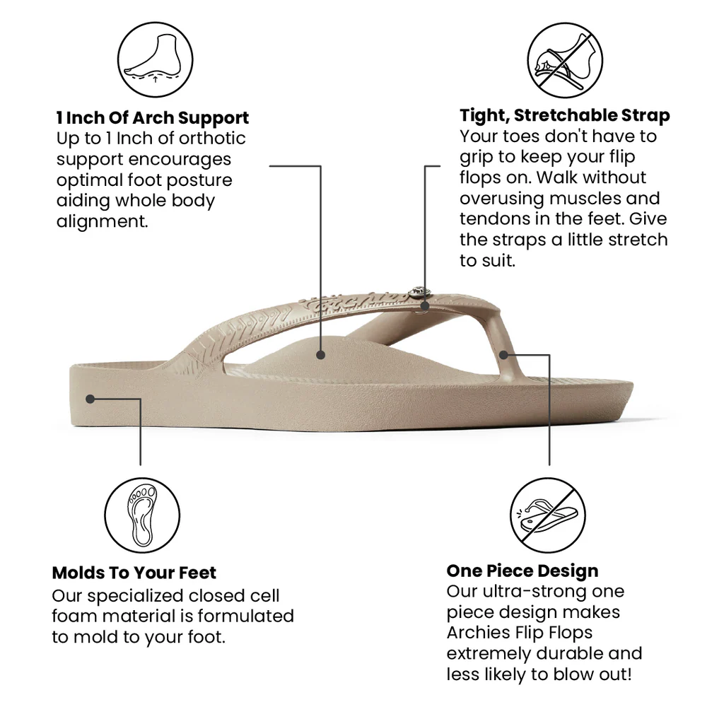 ARCH SUPPORT FLIP FLOPS - CRYSTAL TAUPE