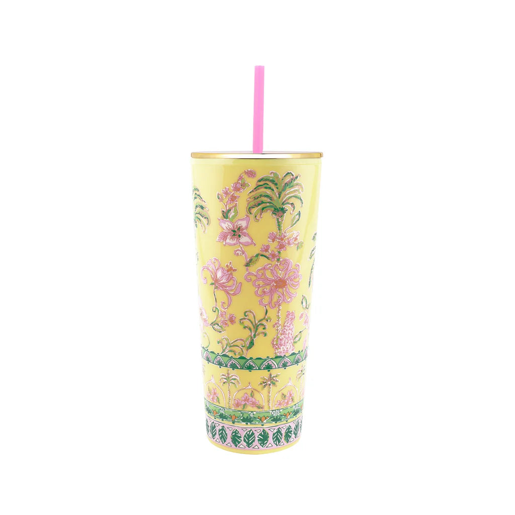 TUMBLER W/STRAW - TROPICAL OASIS