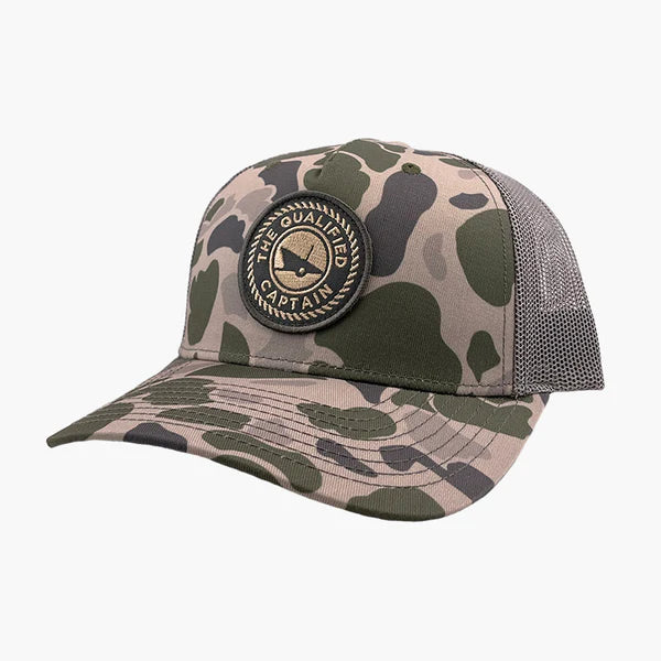 TQC EMBROIDERED PATCH TRUCKER HAT - MARSH DUCK CAMO