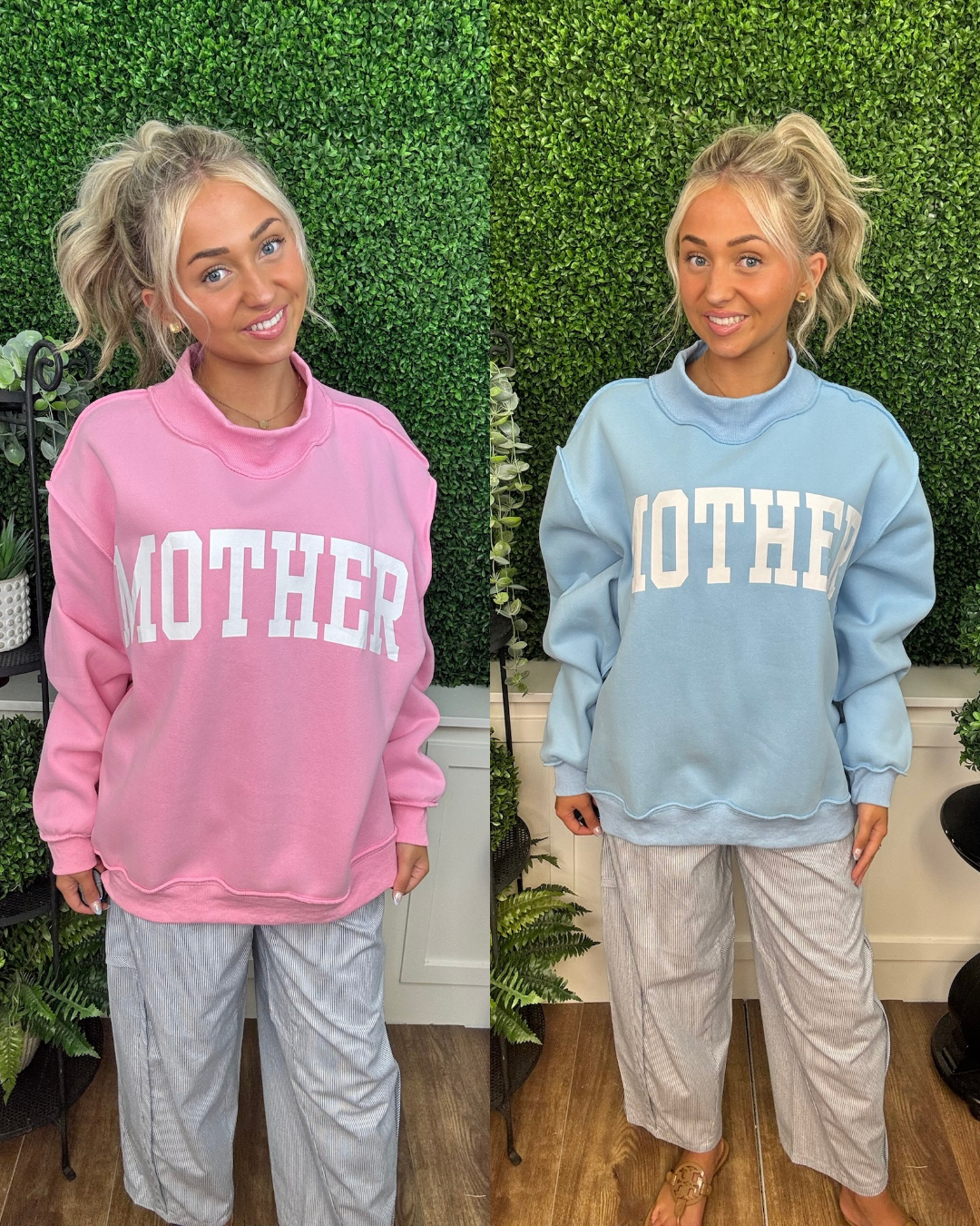 Mother Graphic Mock Neck Pullover