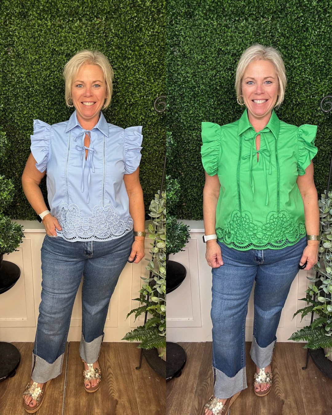 LACE BOTTOM SHORT SLEEVE TOP