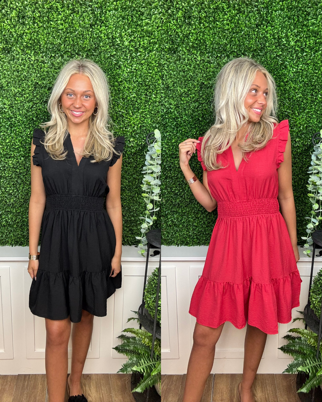 Ruffle Trim Smocked Waist Dress