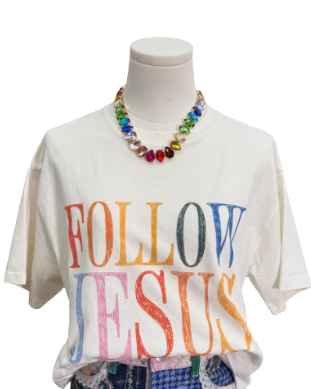 FOLLOW JESUS SKETCH CROP TEE - IVORY