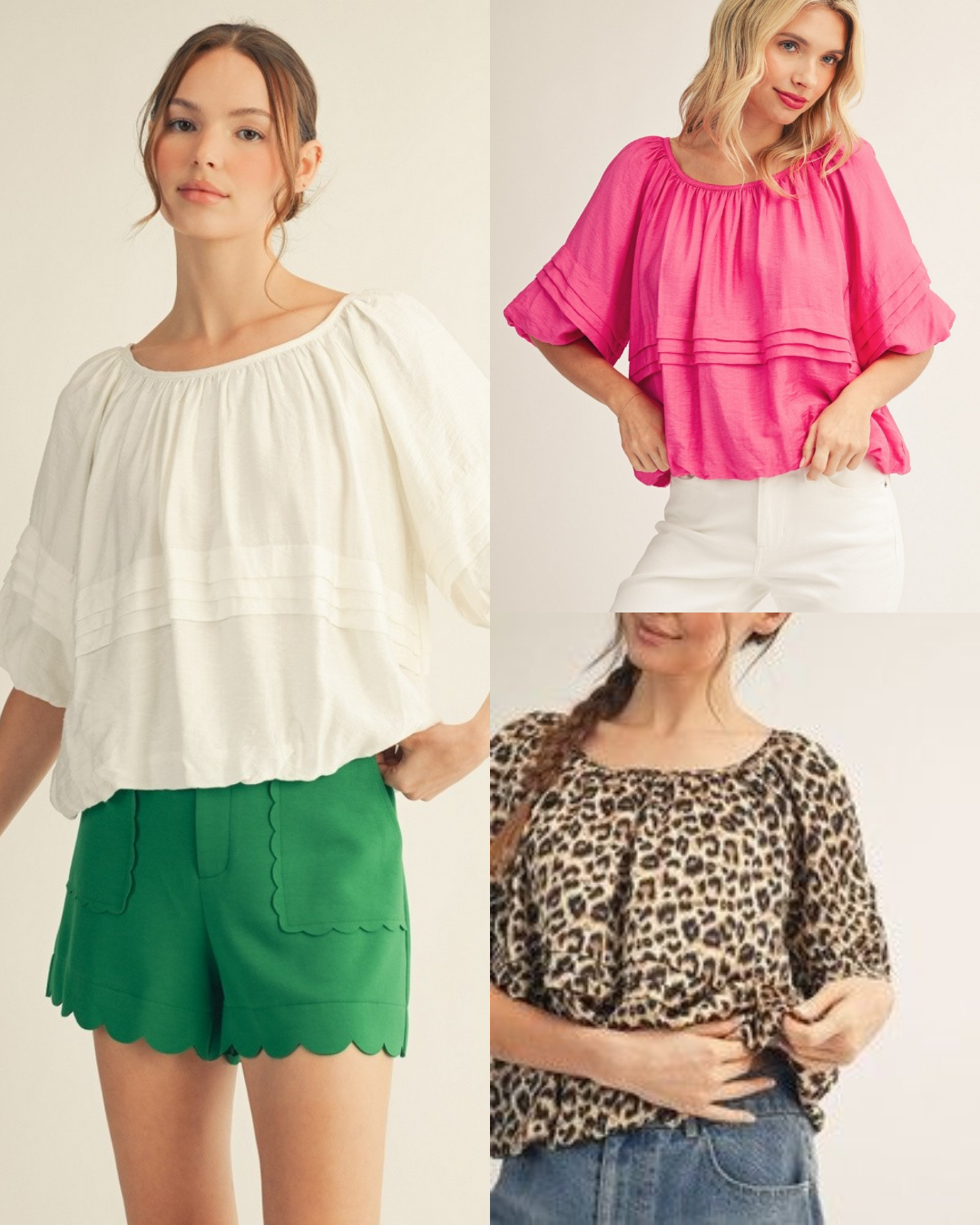 Pleat Detail Wide Neck Solid Top