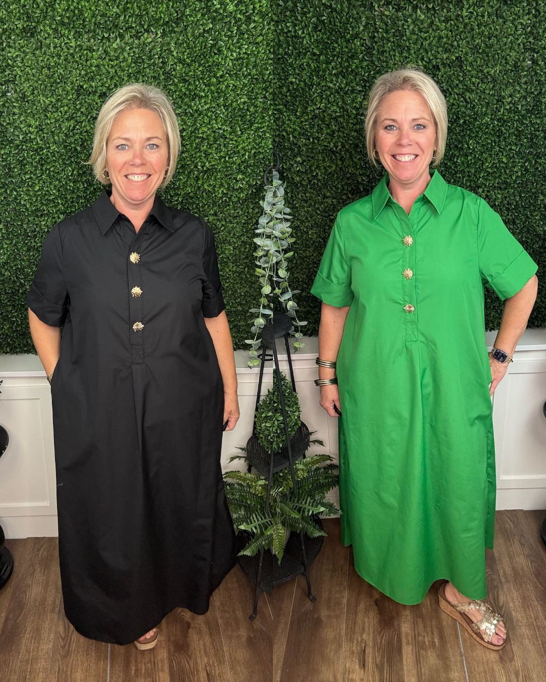 Button Front Midi Shirt Dress