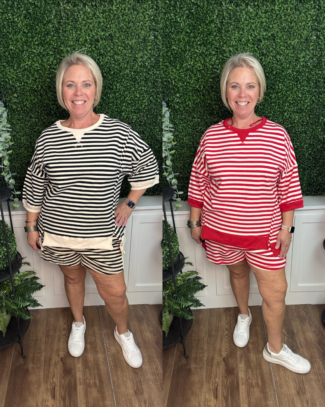 Striped Rib Trim Lounge Shorts- Very J