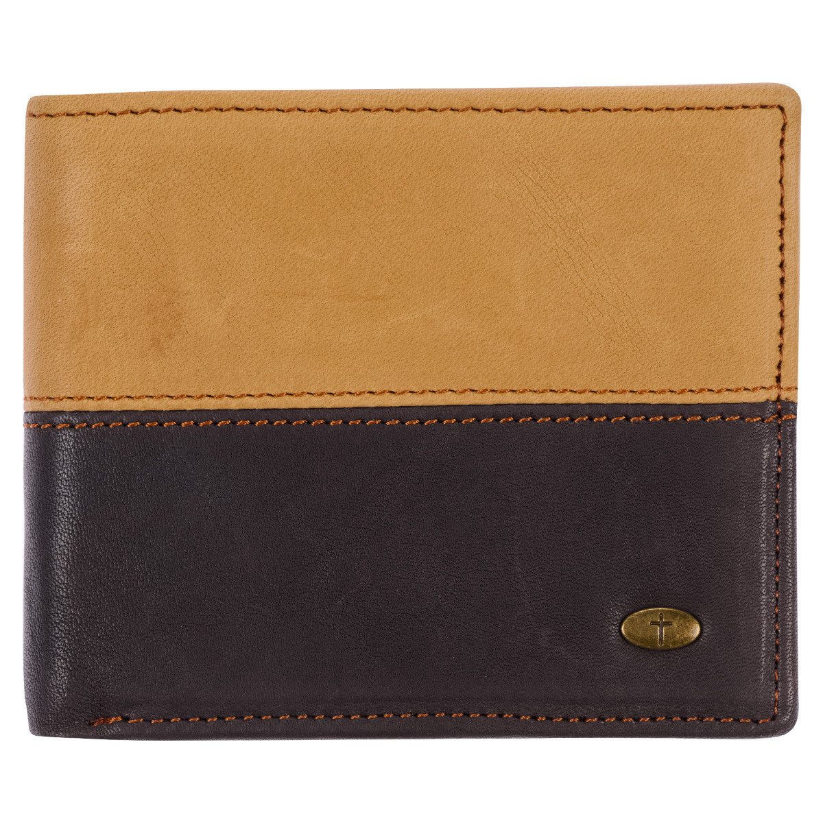LEATHER WALLET CROSS TWO TONE BROWN & CAMEL