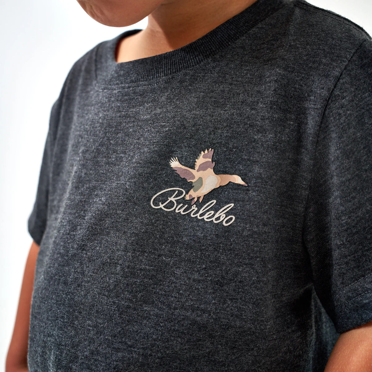 DUCKS FLYING IN SS TEE - HEATHER BLACK