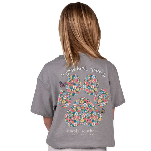 YOUTH - A GIRL'S BEST FRIEND FLORAL PAW SS - DOVE