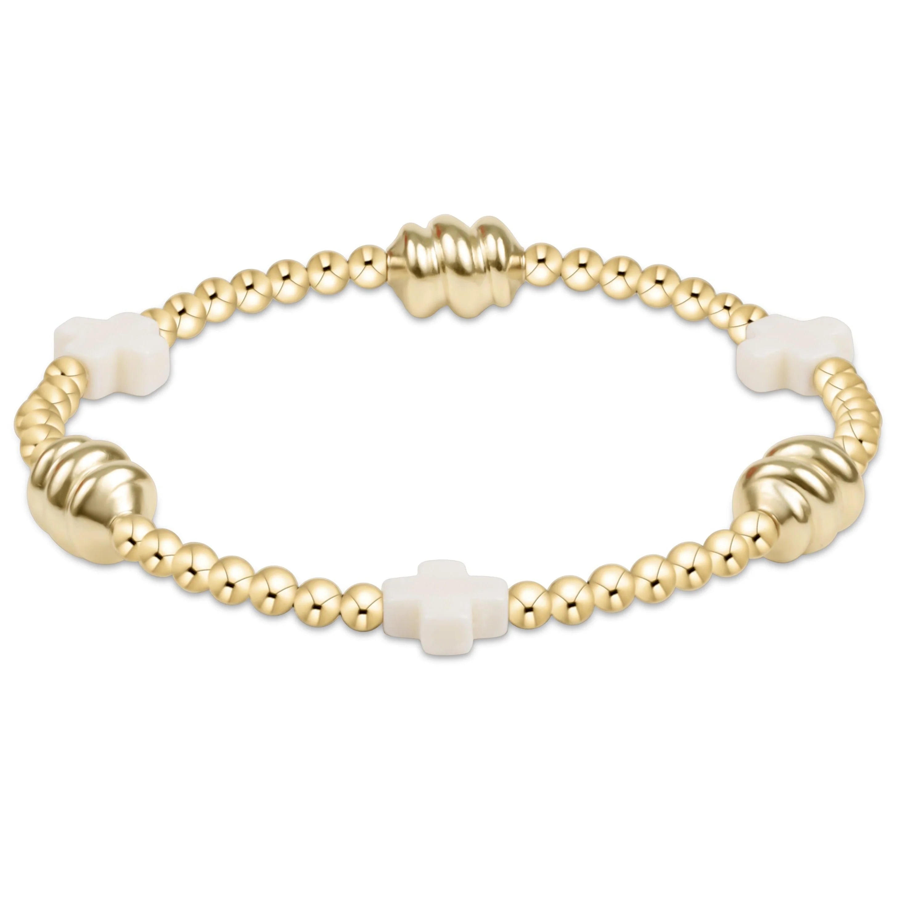 SIGNATURE CROSS OFF-WHITE & ADMIRE GOLD 3MM GOLD BRACELET