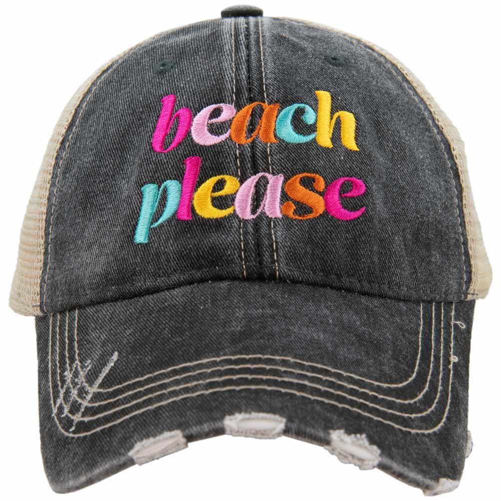 BEACH PLEASE (LOWECASE) TRUCKER HAT - BLACK
