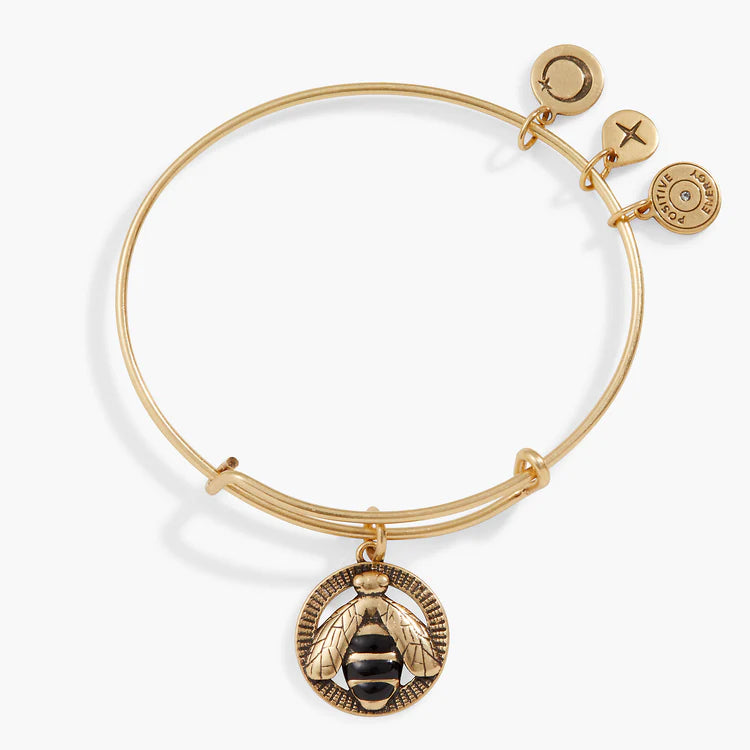 BEE CHARM BANGLE, ANTIQUED GOLD