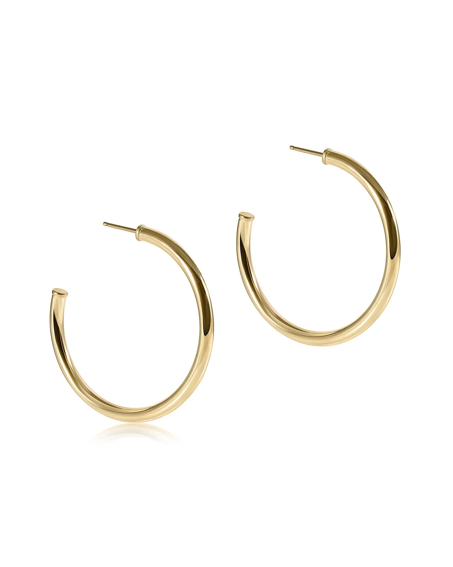 Round Gold 1.5" Post Hoop - 3mm - Smooth