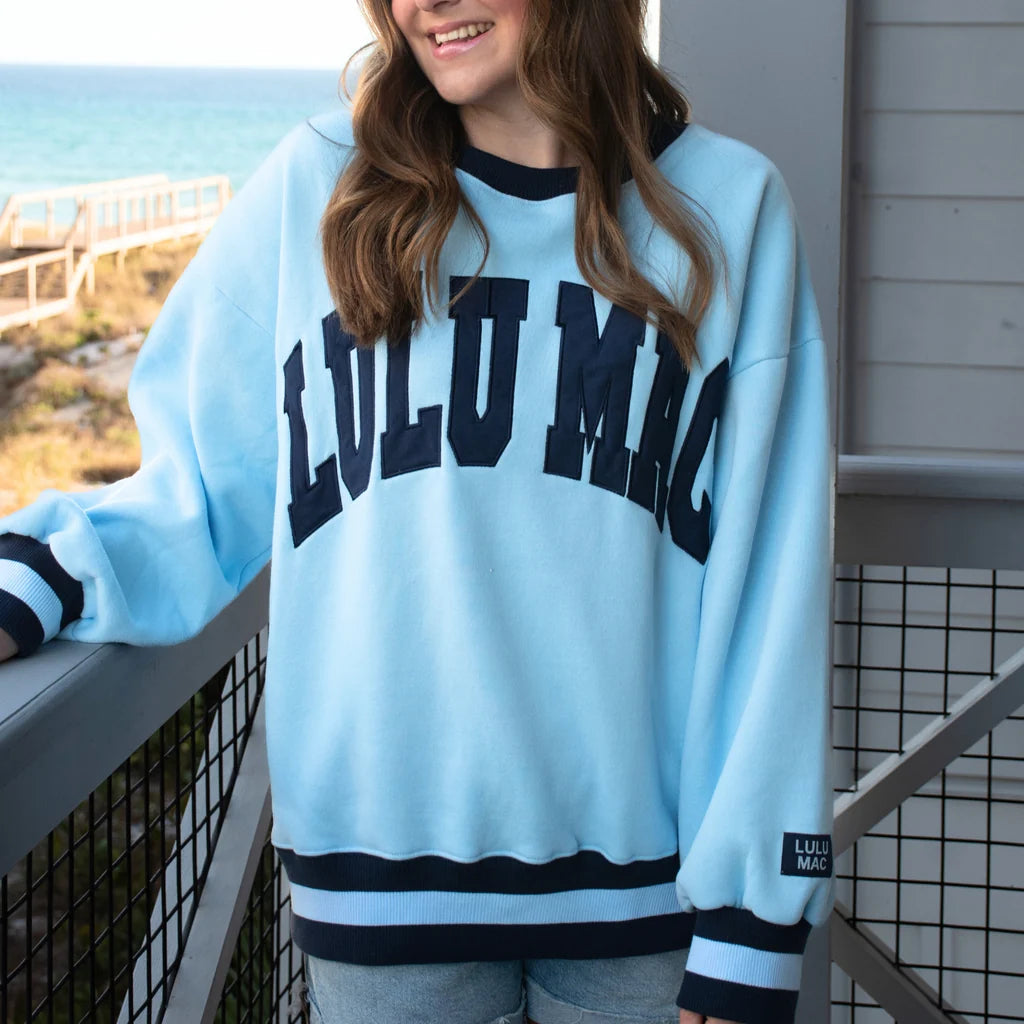 LULU MAC SWEATSHIRT - SOCIAL SOCIETY - LIGHT BLUE/NAVY STITCH