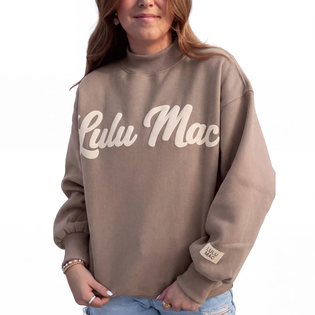 LULU MAC SWEATSHIRT - SCRIPT - BROWN/CREAM