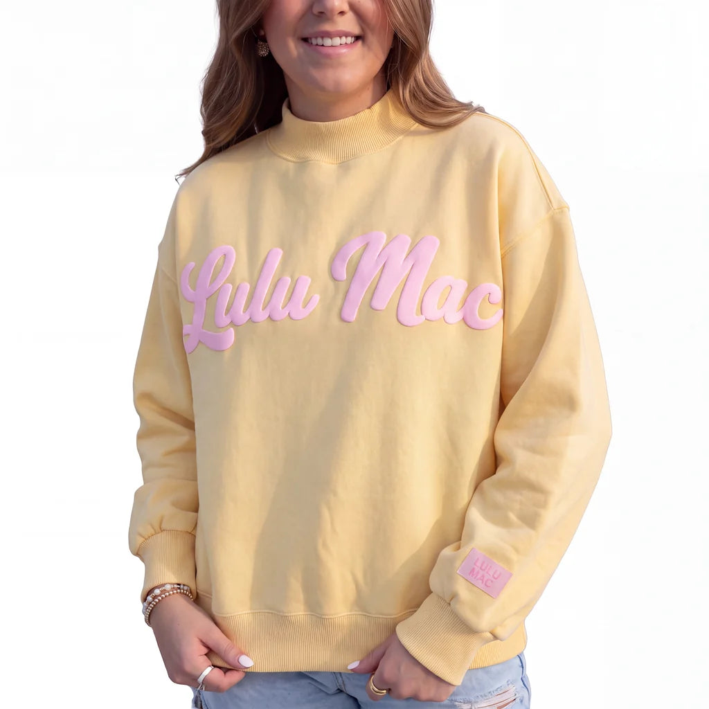 LULU MAC SWEATSHIRT - SCRIPT - BUTTER/LIGHT PINK