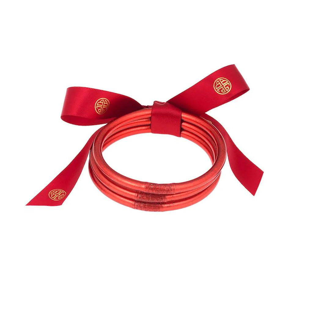 ALL WEATHER BANGLE SET OF 3 - CRIMSON