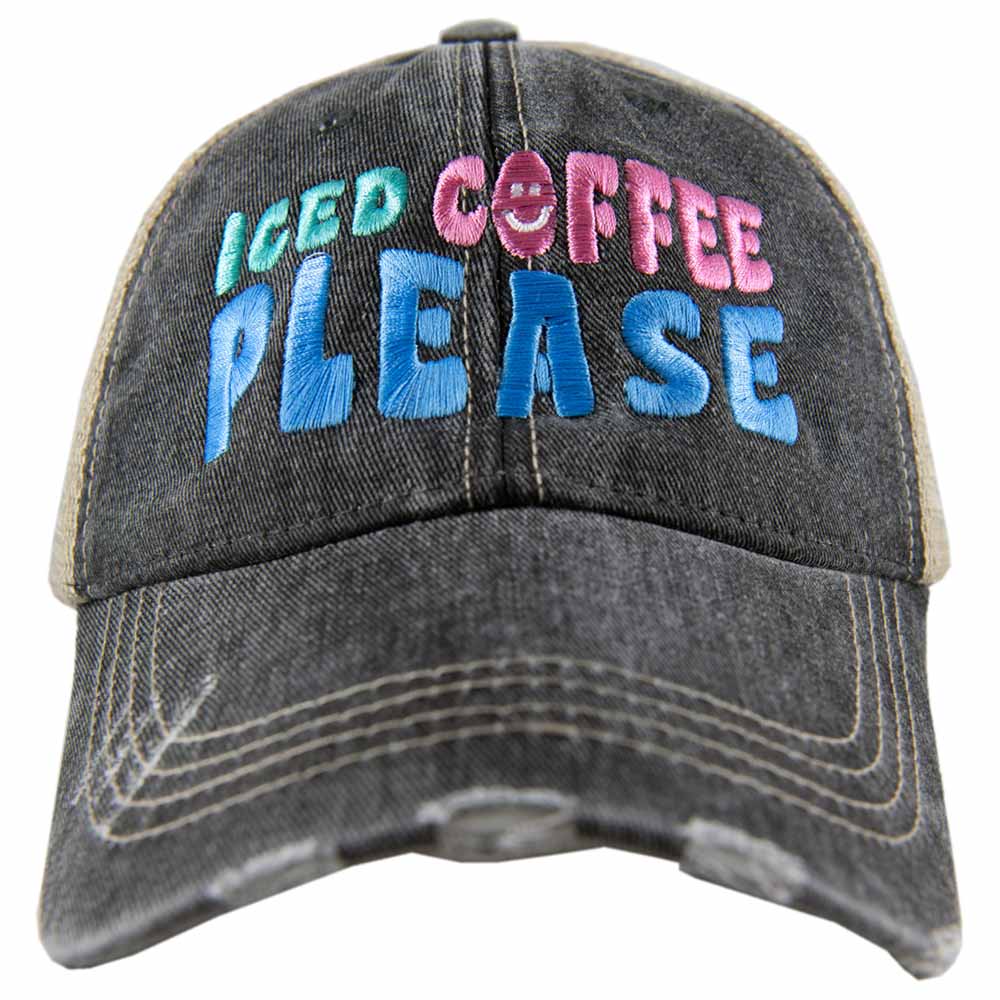 ICED COFFEE PLEASE TRUCKER HAT - BLACK