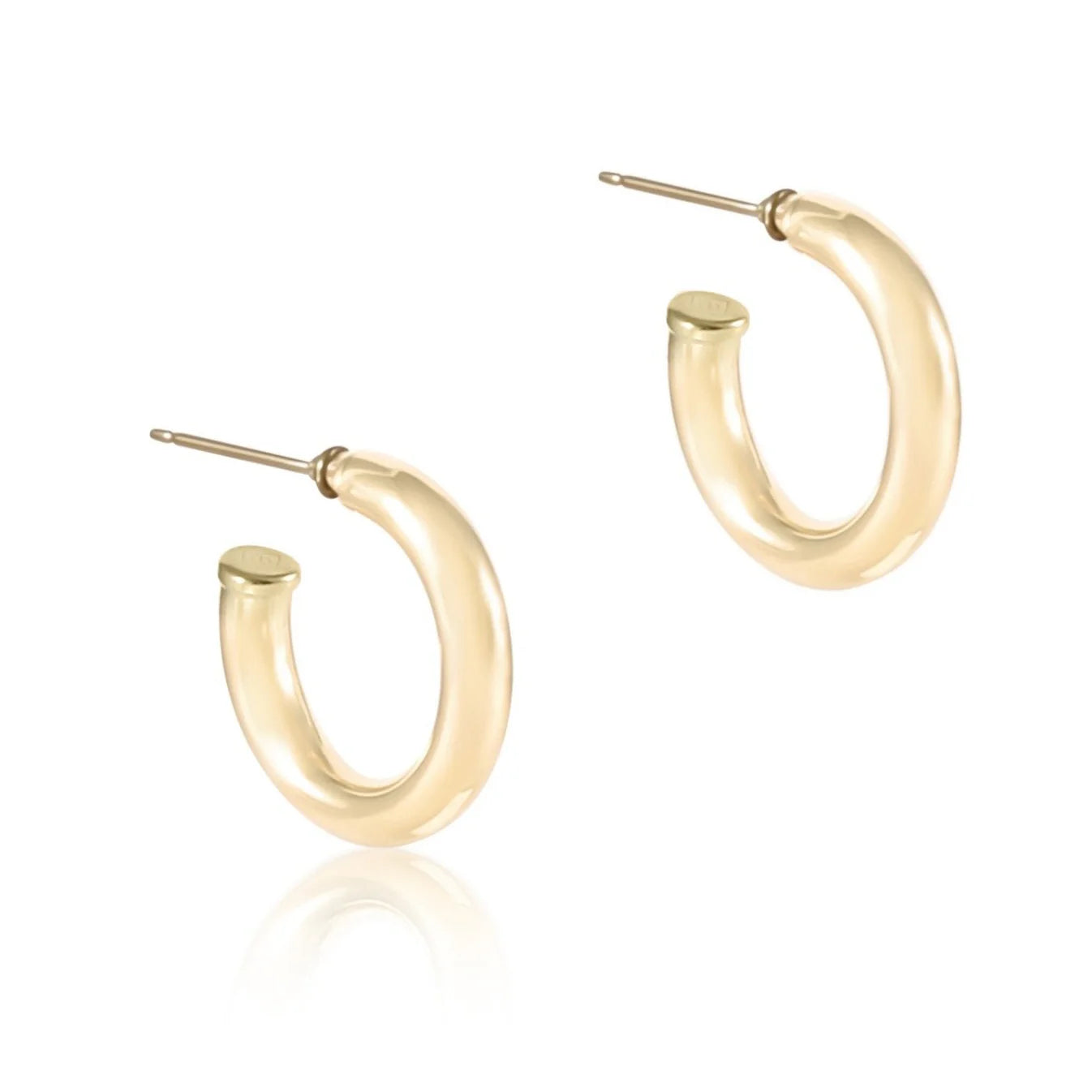 Round Gold 1" Post Hoop - 4mm - Smooth
