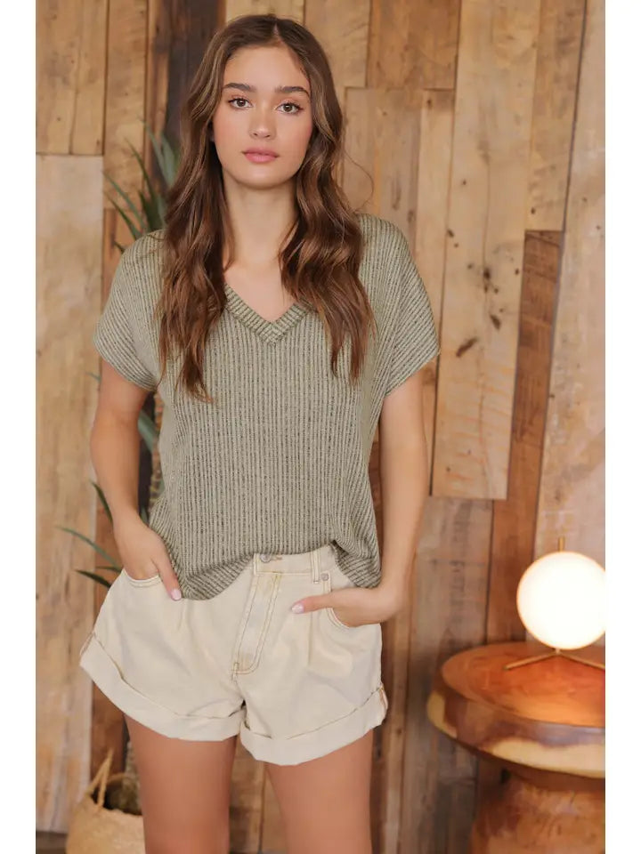 DROP SHOULDER SWEATER KNIT TOP