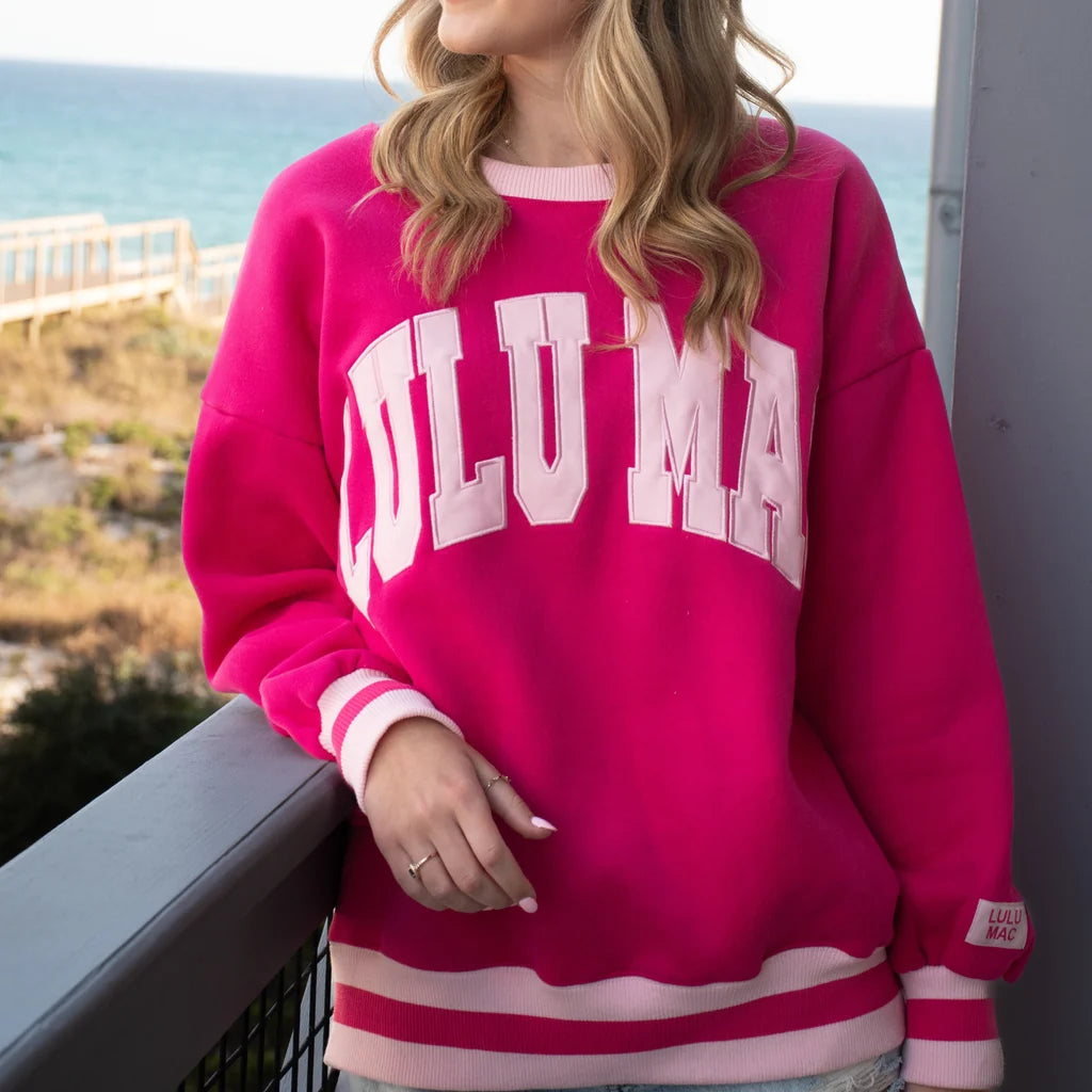 LULU MAC SWEATSHIRT - SOCIAL SOCIETY - PINK/LT PINK STITCH