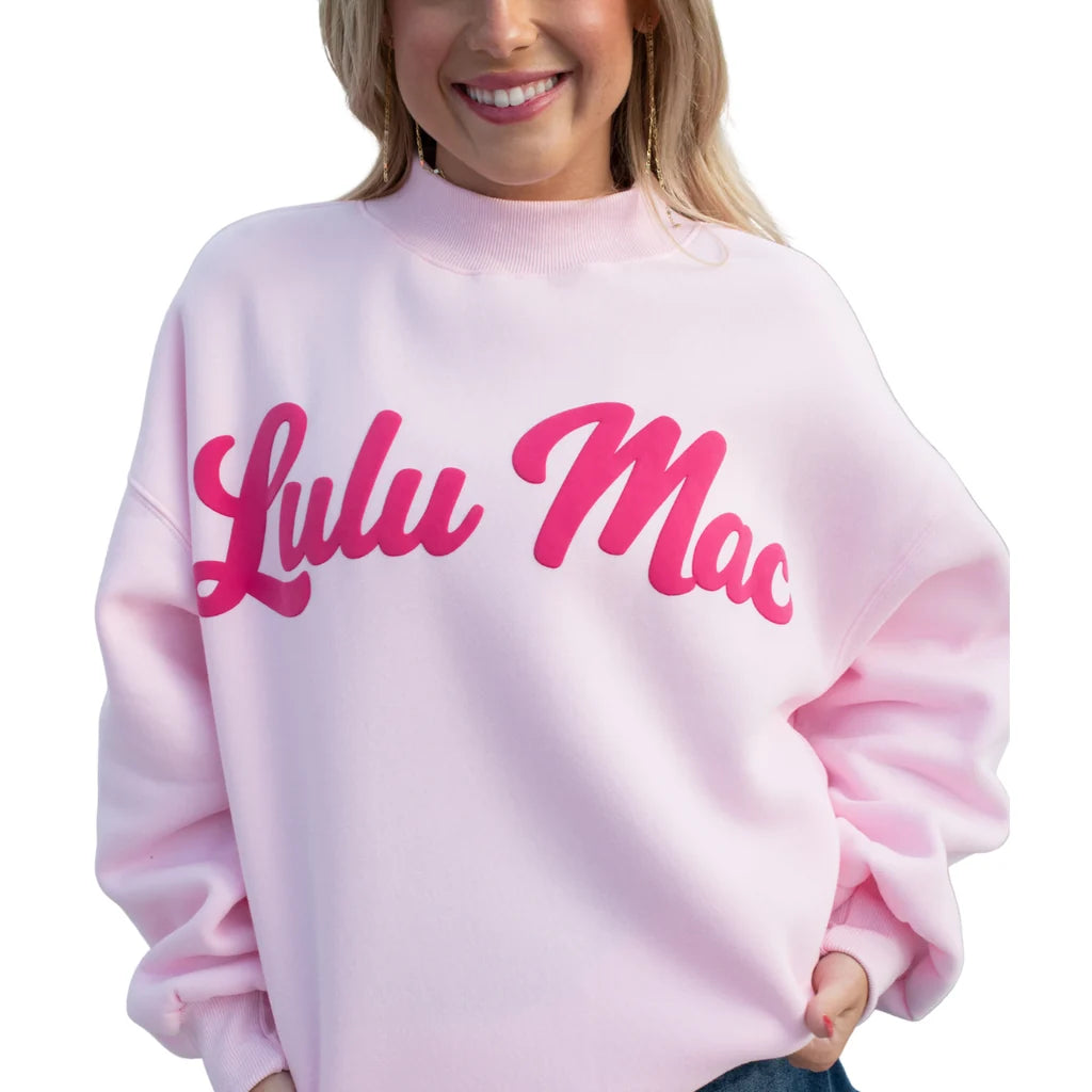LULU MAC SWEATSHIRT - SCRIPT - LIGHT PINK/BUBBLEGUM