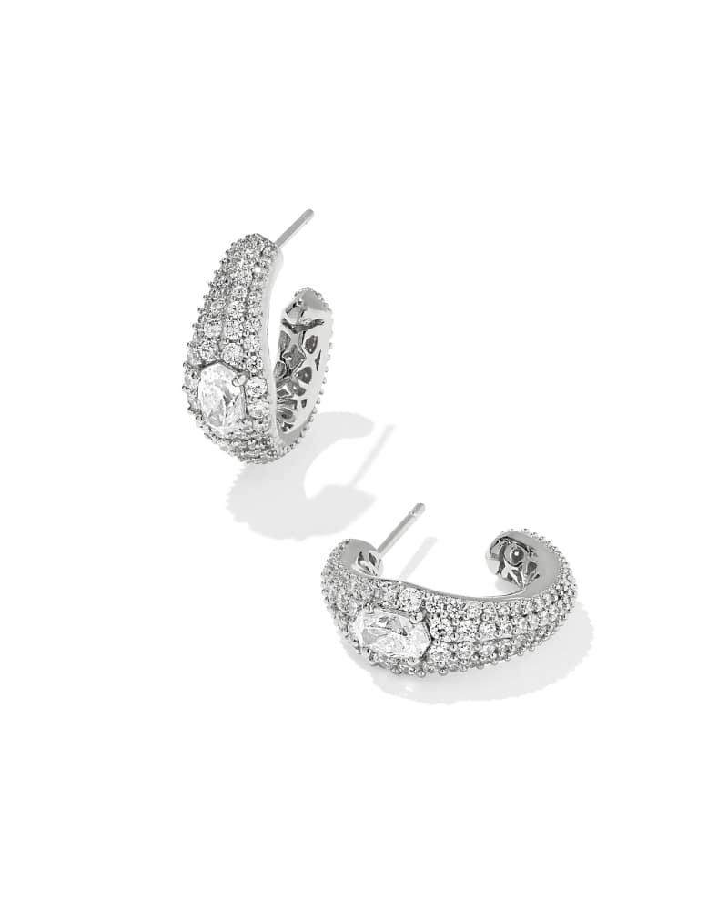 BELLA HOOP EARRINGS - SILVER WHITE CZ