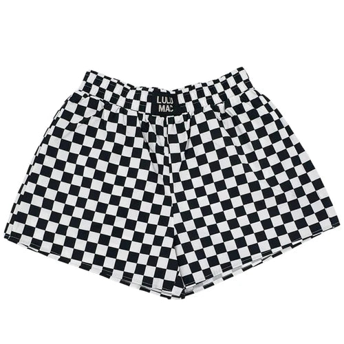 CHECKERED BOXER SHORT - BLACK & WHITE