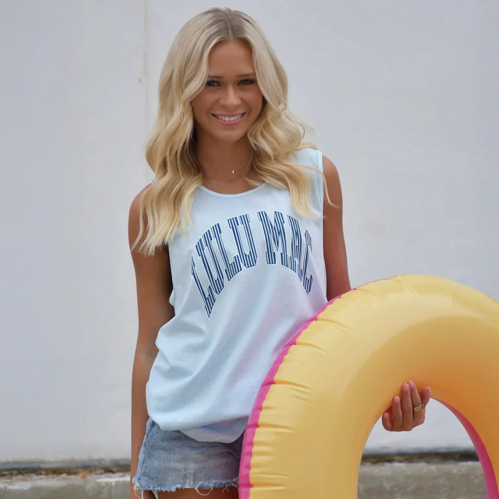 LULU MAC TANK - STRIPE CHAMBRAY