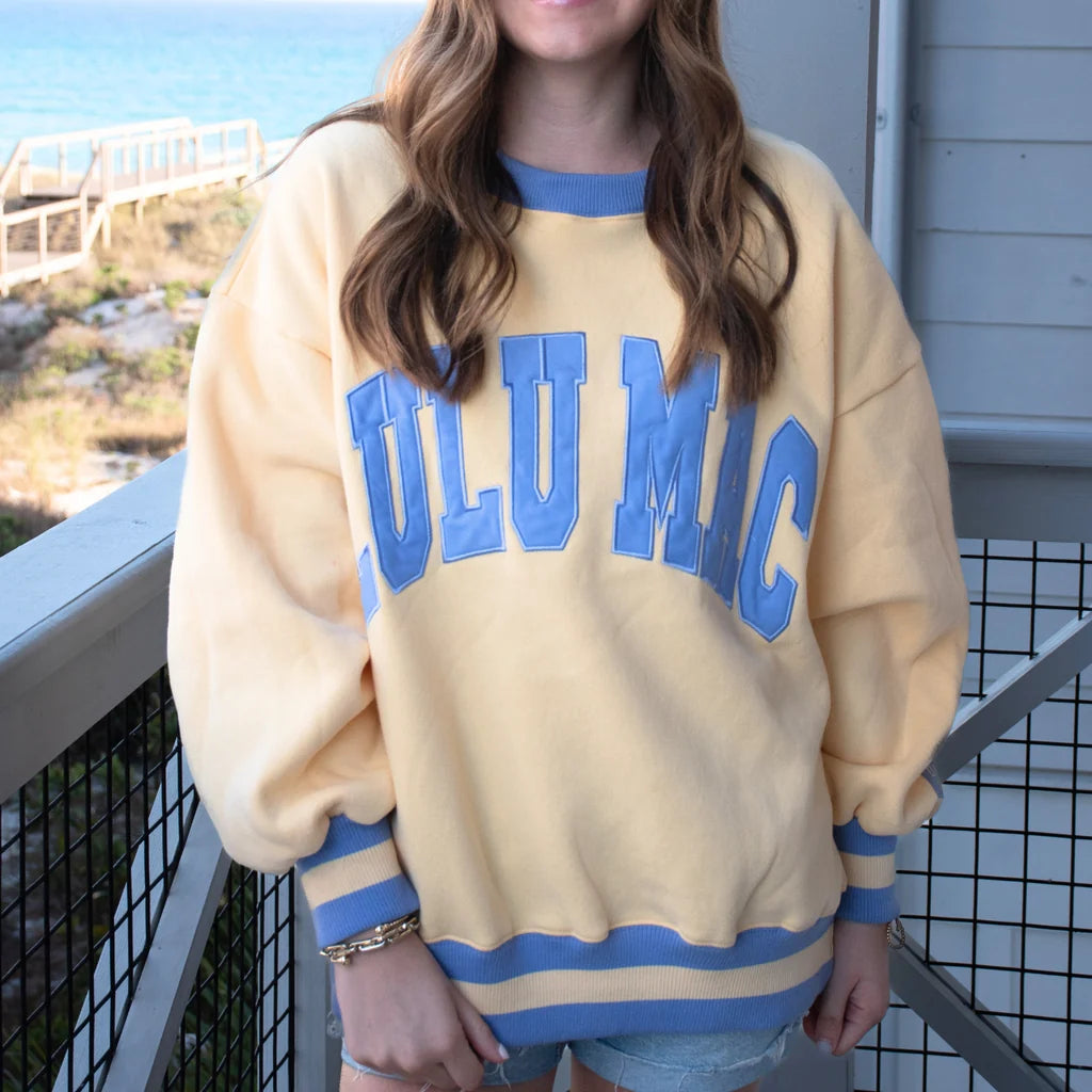LULU MAC SWEATSHIRT - SOCIAL SOCIETY - BUTTER/LAVENDER STITCH