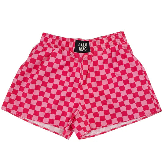 CHECKERED BOXER SHORT - PINK & WHITE