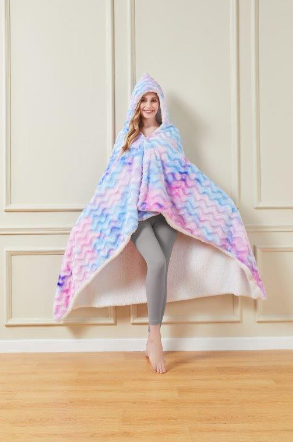 FAUX FUR HOODED THROW BLANKET