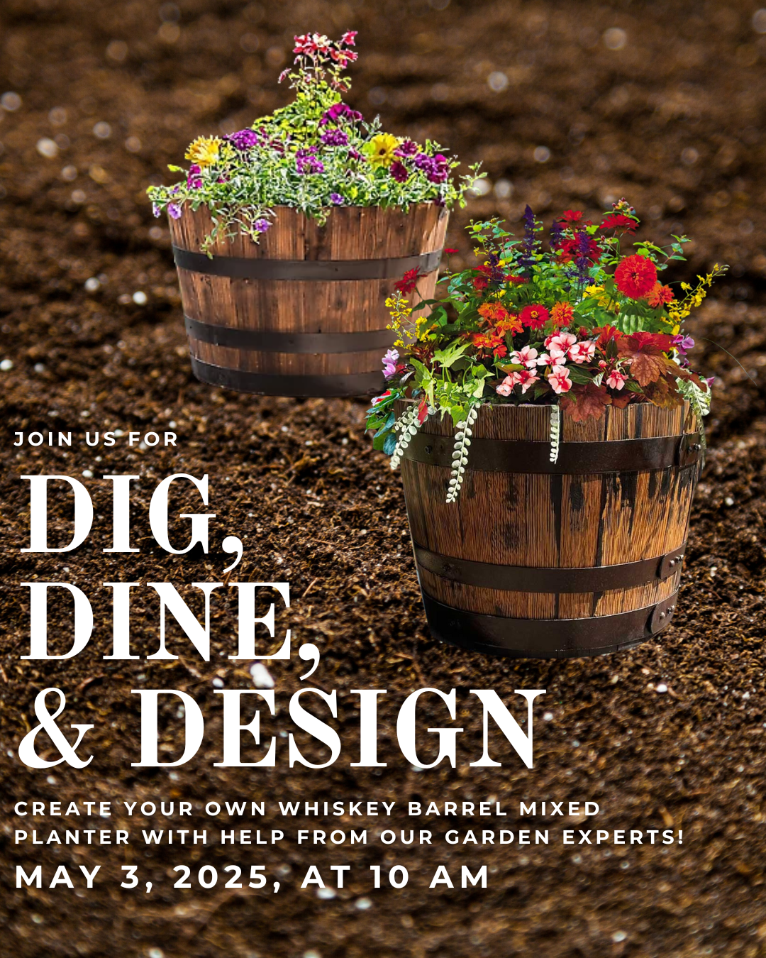 WHISKEY BARREL MIXED PLANTER EVENT