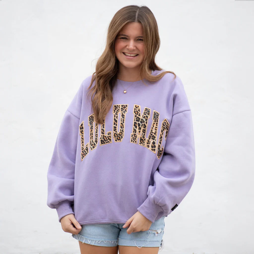 LULU MAC SWEATSHIRT - LAVENDER W/LEOPARD
