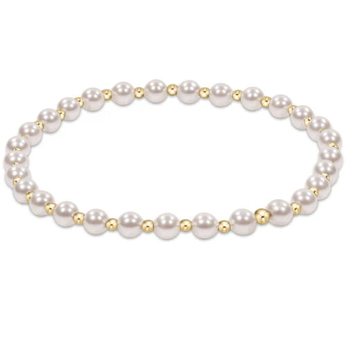 CLASSIC GRATEFUL PATTERN 4MM BEAD BRAC - PEARL