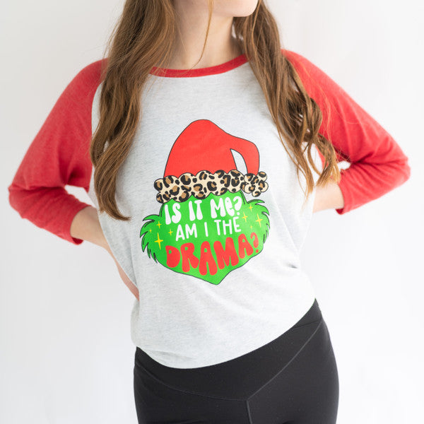YOUTH - IS IT ME? AM I THE DRAMA? RAGLAN TEE - HEATHER RED
