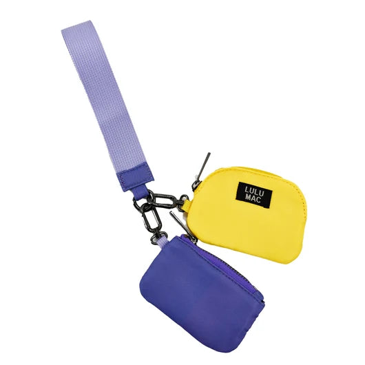 LULU MAC DOUBLE POUCH WRISTLET - PURPLE/YELLOW