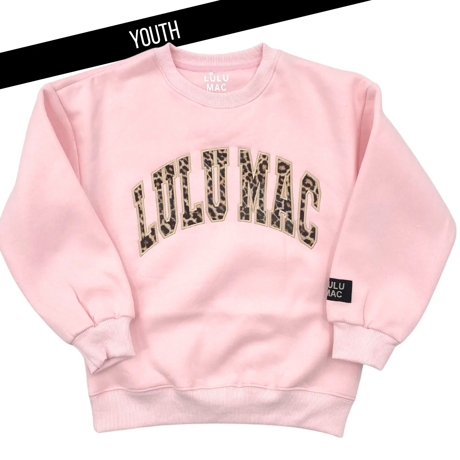 YOUTH - LULU MAC SWEATSHIRT - LIGHT PINK W/LEOPARD