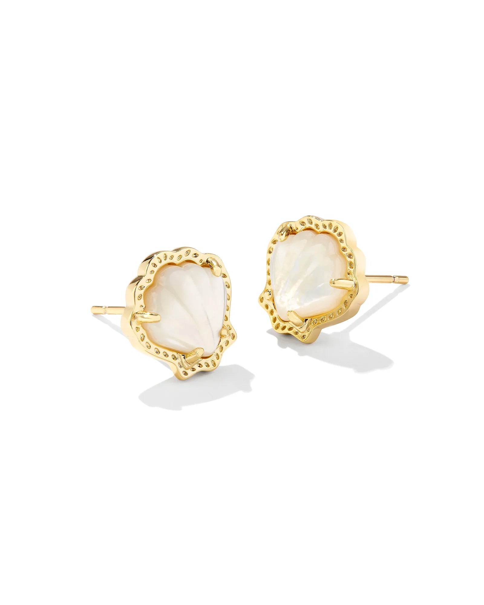 BRYNNE SHELL STUD EARRINGS - GOLD IVORY MOTHER OF PEARL