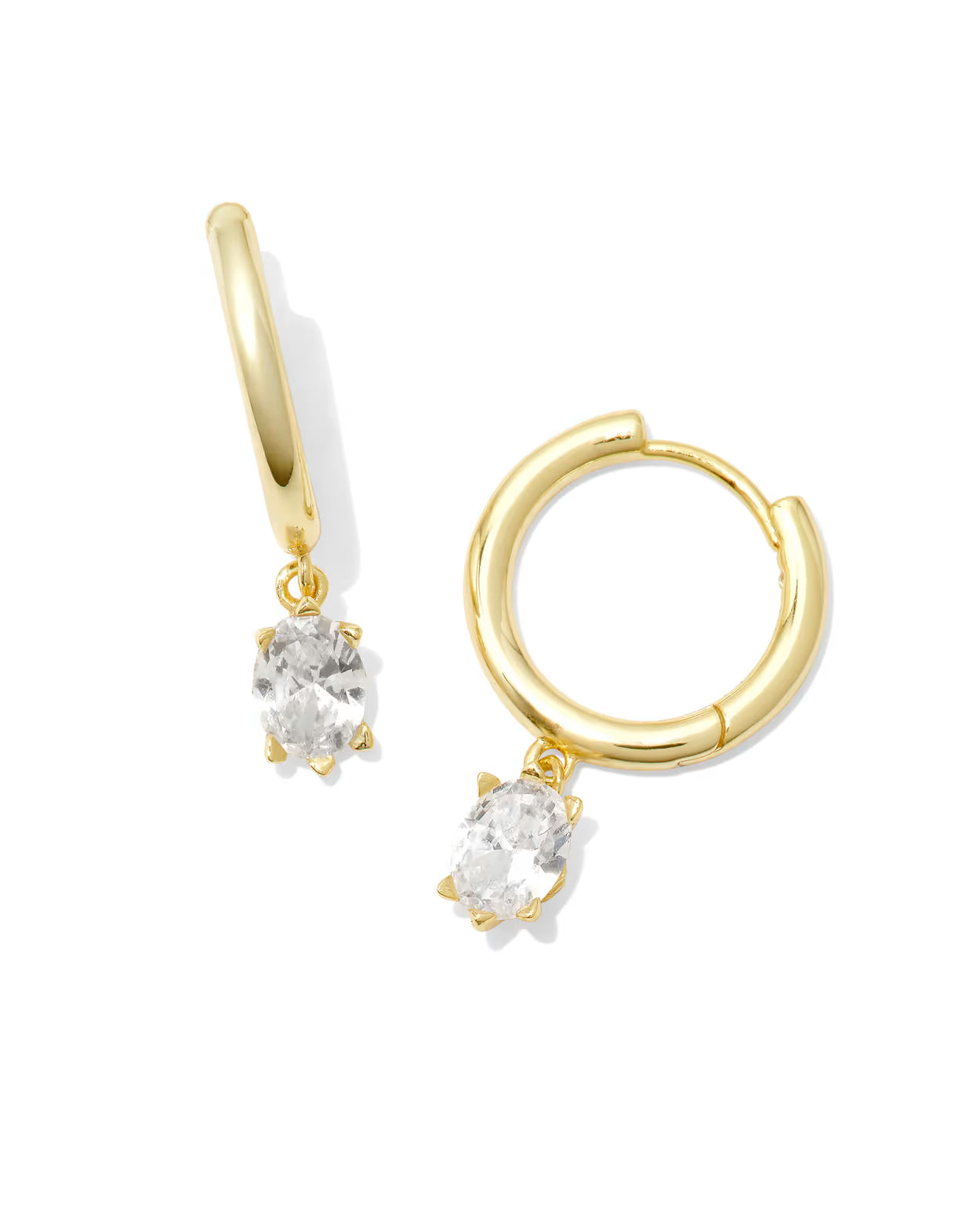 CAILIN SINGLE STONE HUGGIE EARRINGS - GOLD WHITE CRYSTAL