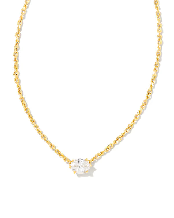 CAILIN CRYSTAL PENDANT NECKLACE - GOLD WHITE IRIDESCENT