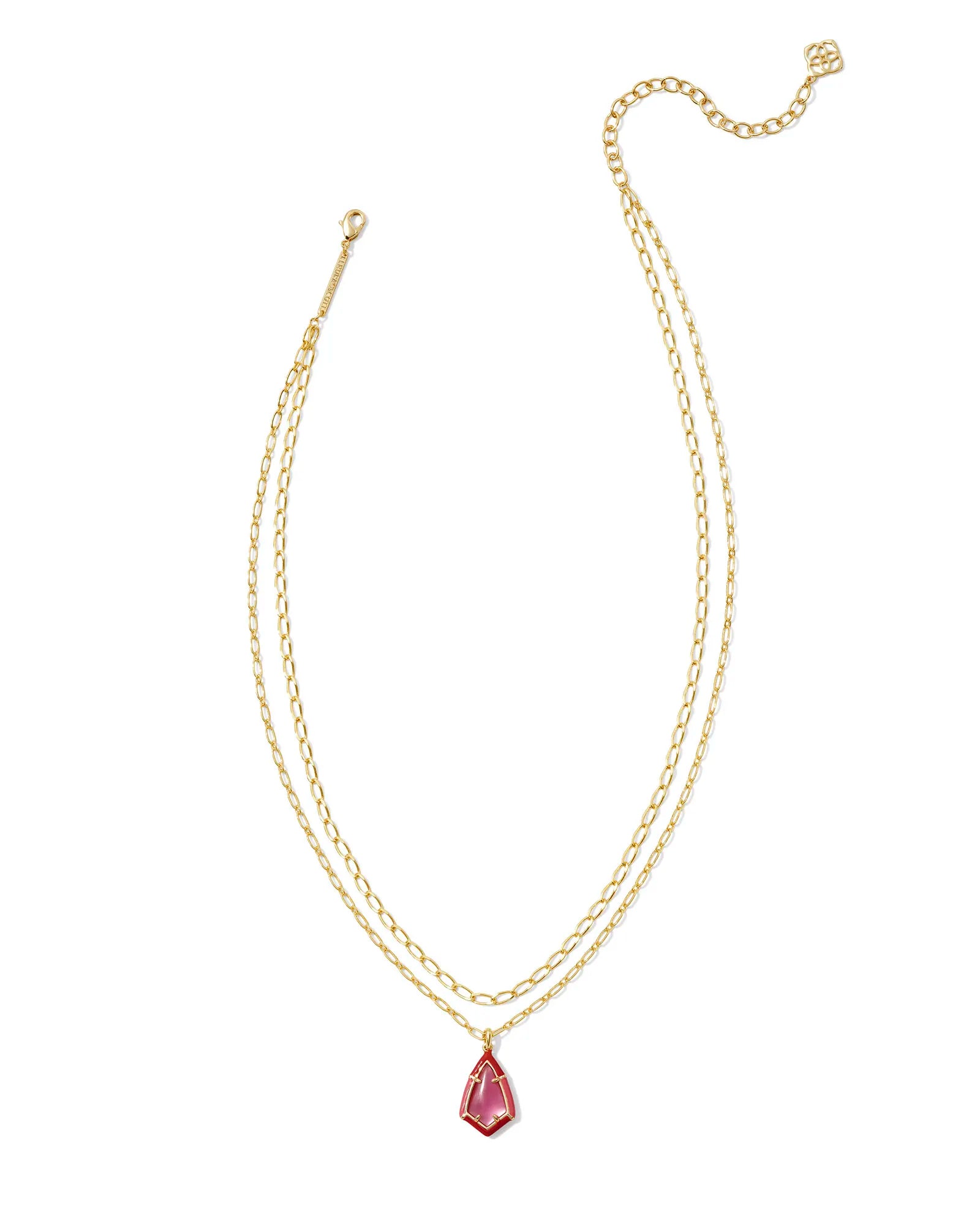 CAMRY ENAMEL FRAME MULTI STRAND NECKLACE - GOLD AZALEA ILLUSION